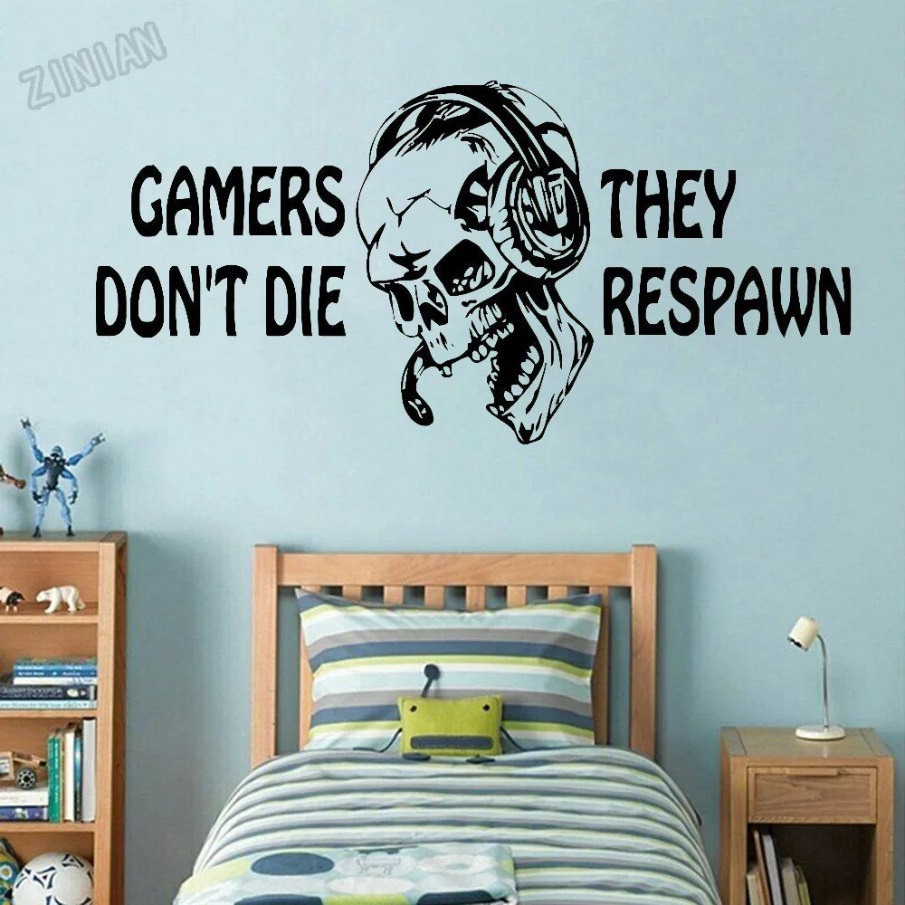 

Game Wall Stickers Gamers Dont't Die They Respawn Art Quotes Wall Decal Teen Room Decoration Vinyl Dormitory Wall Paper Y251