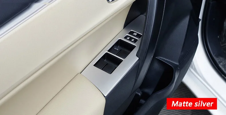 Matte Silver Автомобильная Дверь Окно лифт переключатель кнопка Крышка отделка панели углеродного волокна отделка Наклейка для Toyota Corolla аксессуары - Название цвета: Matte Silver