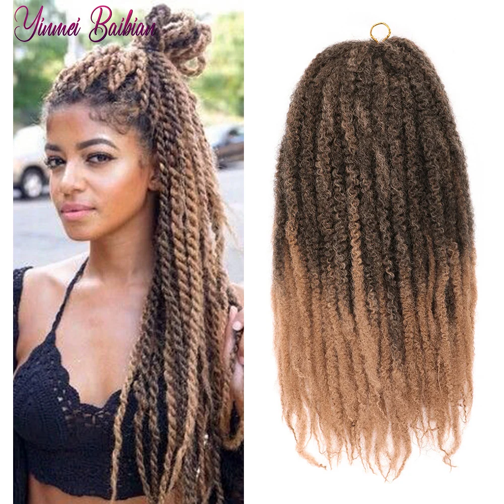 

Yinmei Baibian 24inch Marley Braids Hair Synthetic Soft Kinky Twist Hair Ombre Crochet Braiding Hair Brown Blonde For Women