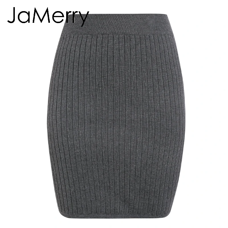 JaMerry/Винтажные женские юбки с эластичным поясом; сезон осень-зима; теплая трикотажная прямая юбка в рубчик; однотонная короткая мини-праздничная одежда юбка