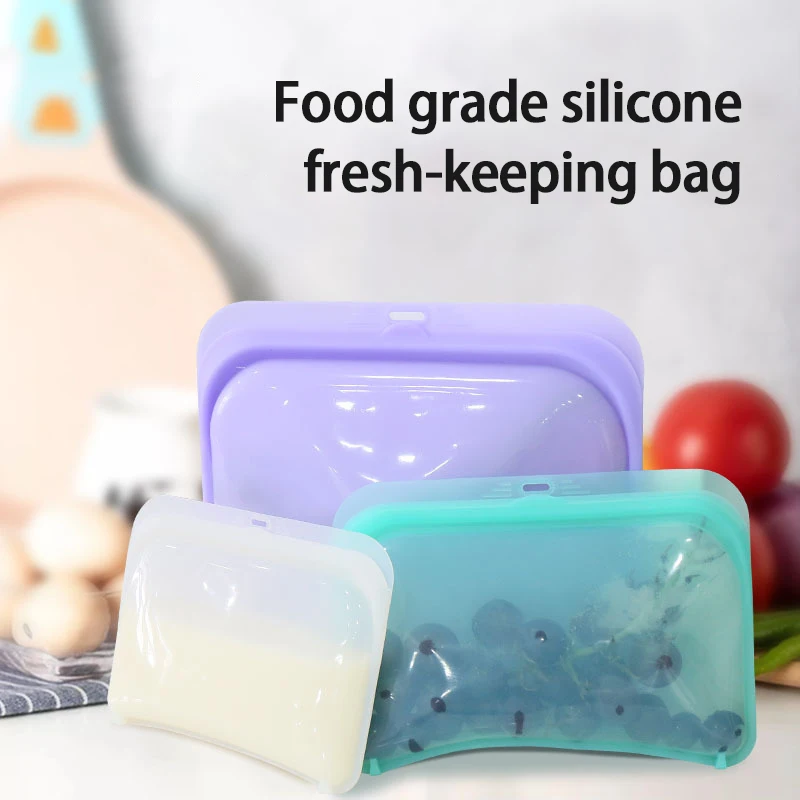 

Storage Bags Silicone Food Grade Reusable Freeze Leakproof Microwave Dishwasher-Safe Eco-friendly Food Fresh Home Kitchen Tools