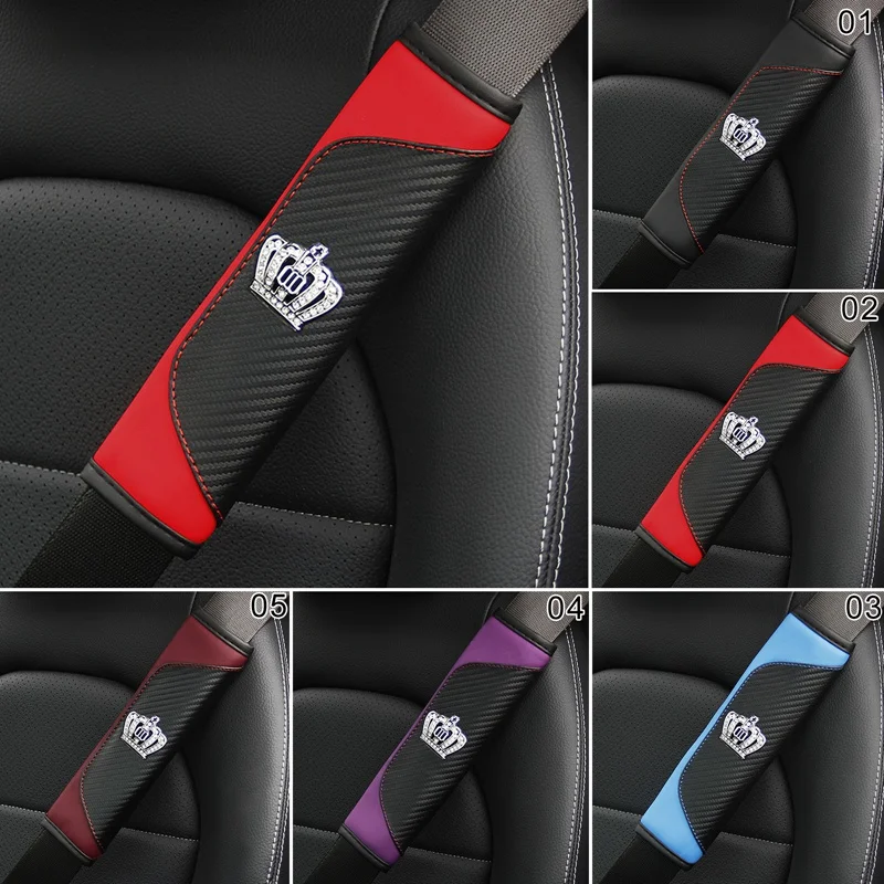 Crystal Crown Car Seat Belt Pa	