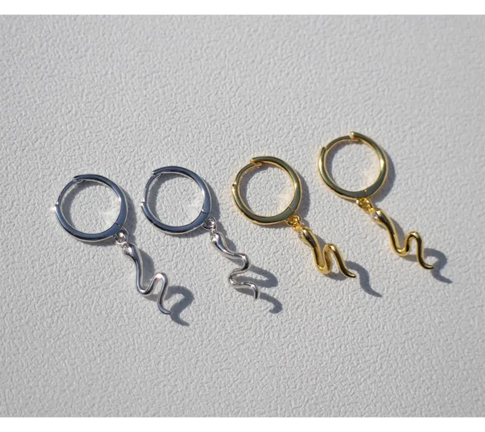 Серьги из стерлингового серебра 925 пробы модные короткие серьги в виде змеи с