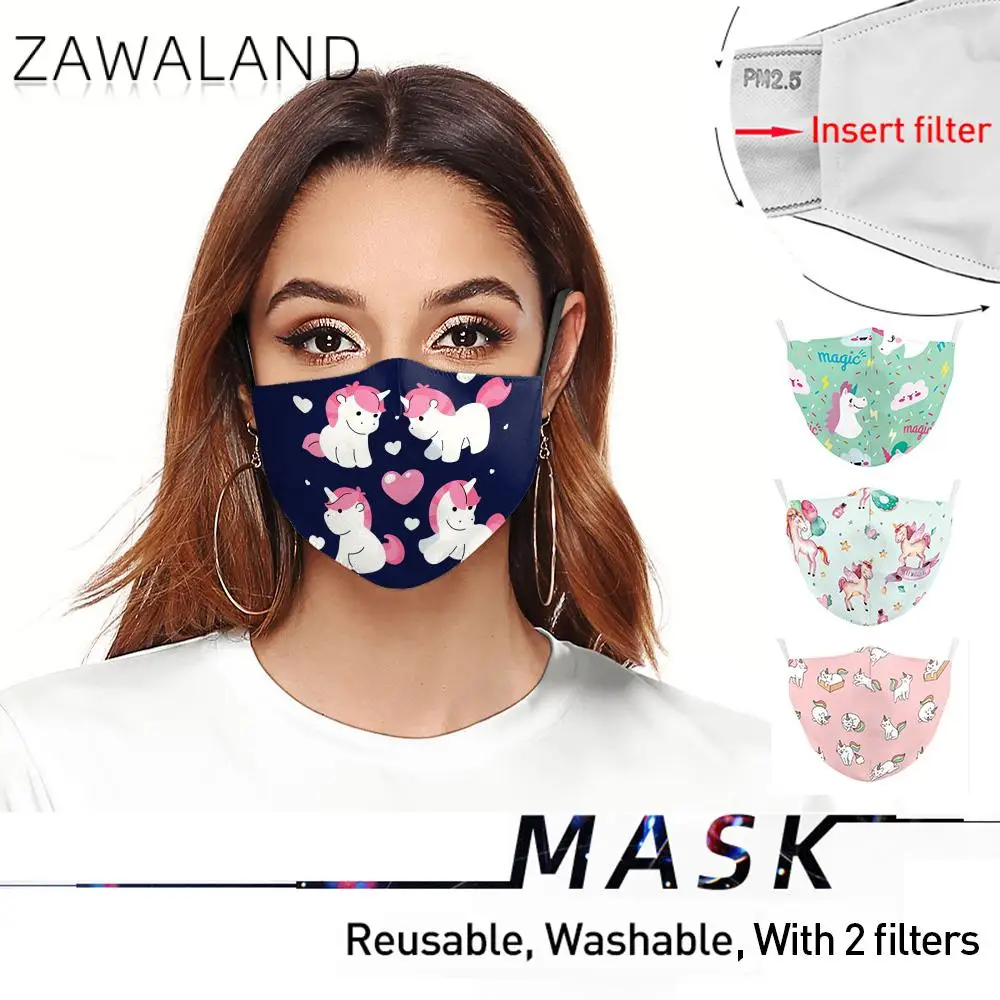 

Zawaland 3D Print Face Mask Anti-dust Washable Masks Cartoon Cat Mouth-muffle Reusable Protective PM2.5 Mask for Women Men
