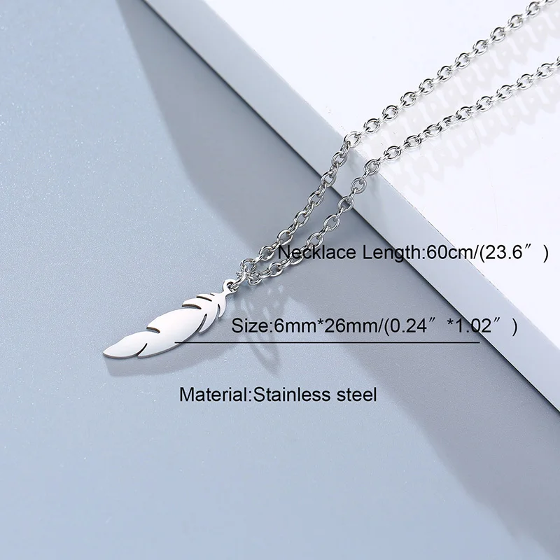 

Vnox Simple Casual Necklaces for Men Women,Stainless Steel Feather Geometric Bar Coin Pendant,Unisex Minimalist Chic Neck Collar