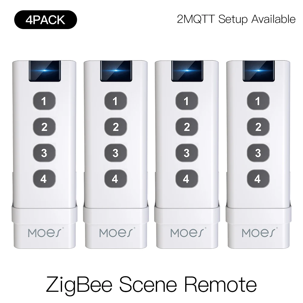 

Moes ZigBee smart house Wireless Scene Switch 4 Gang Remote Portable Tuya Zigbee Hub Required No limit to Control Devices