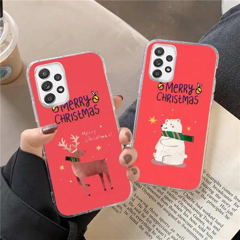 

Christmas Phone Case Transparent For Samsung s21 ultra s20 fe s10 Plus a52 a51 a12 a71 Note 20