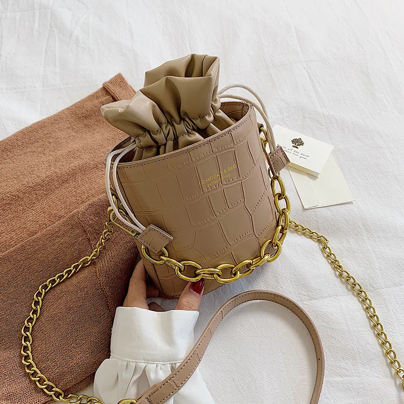 Новый простой камень сумка ведро роскошные сумки женские дизайнерские через