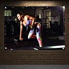 Подъемные гантели, мотивационные постеры для тренировок, наклейка на стену, баннеры для бодибилдинга и фитнеса, флаги, настенный художественный гобелен, декор для спортзала и дома