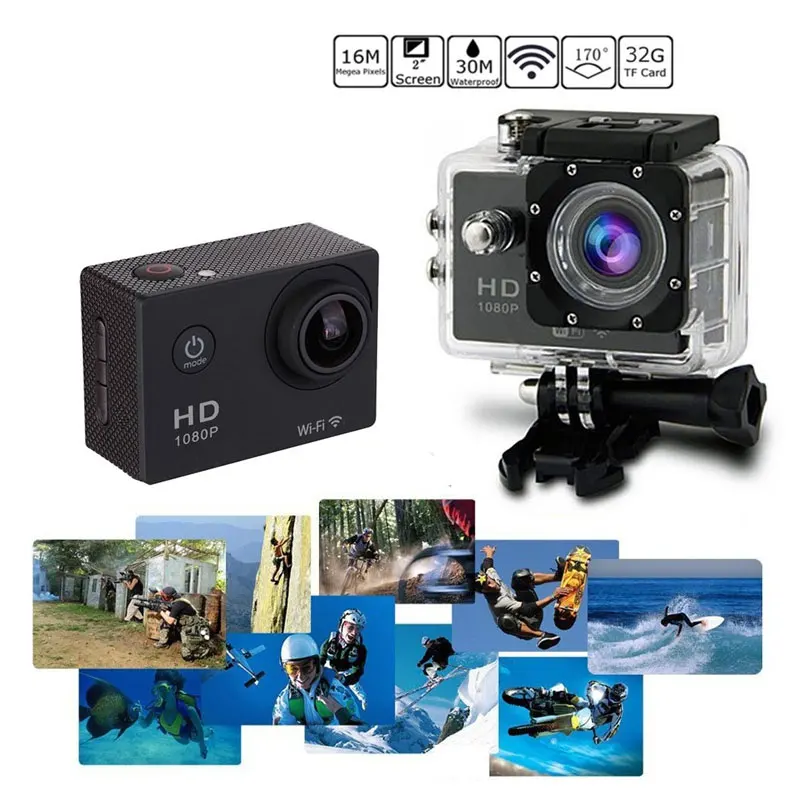 Распродажа, портативная экшн-камера, Спортивная камера, 4 K, Full HD, водонепроницаемая, 2 дюйма, LTPS экран, 1080 P, DV видеокамера с wifi аксессуарами