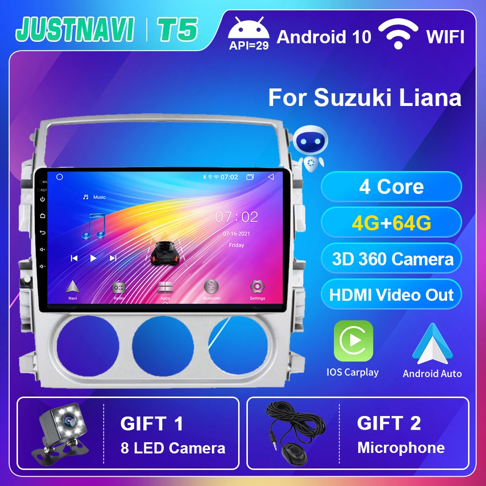 

Car Radio For Suzuki Liana 2006-2013 GPS Autoradio Navigation Stereo Andoird 10.0 Auto Carplay Multimedia DVD Player DSP No 2din