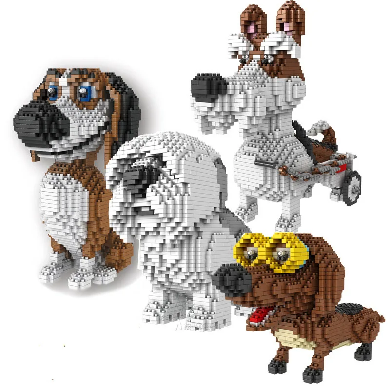 

Cartoon Dog Mini Block Beagle Hound Schnauzer Dachshund Sheep Dog DIY Building Brick Toy For Kids Box Gift