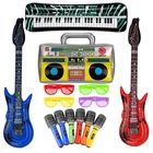 Набор надувных игрушек в виде рок-звезд, 10 шт., реквизит для гитары, пианино, тематические украшения для концерта и вечерние 80-х, сувениры случайного цвета