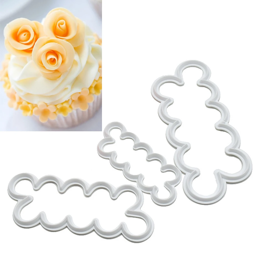 3 шт./компл. 3D резак в форме лепестков розы изготовитель элегантная форма для