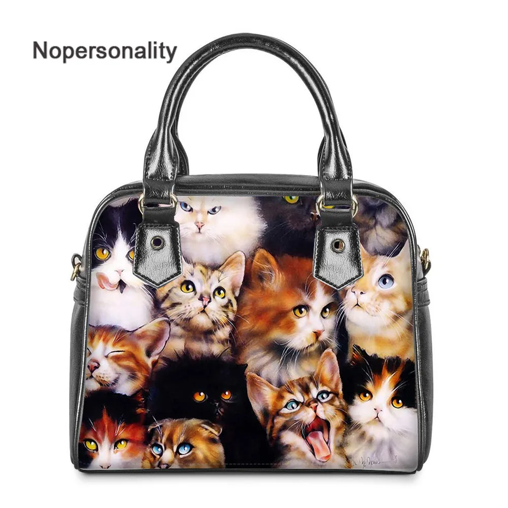 

Повседневная Наплечная Сумка Nopersonality с принтом милого кота, женская элегантная сумка-тоут для женщин, дорожная сумка с регулируемым ремешко...