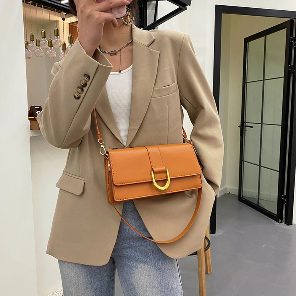 

Women PU Pure Color Shoulder Messenger Pouch Fashion Crossbody Tote Handbag Simple Street Travel Flap Handbag