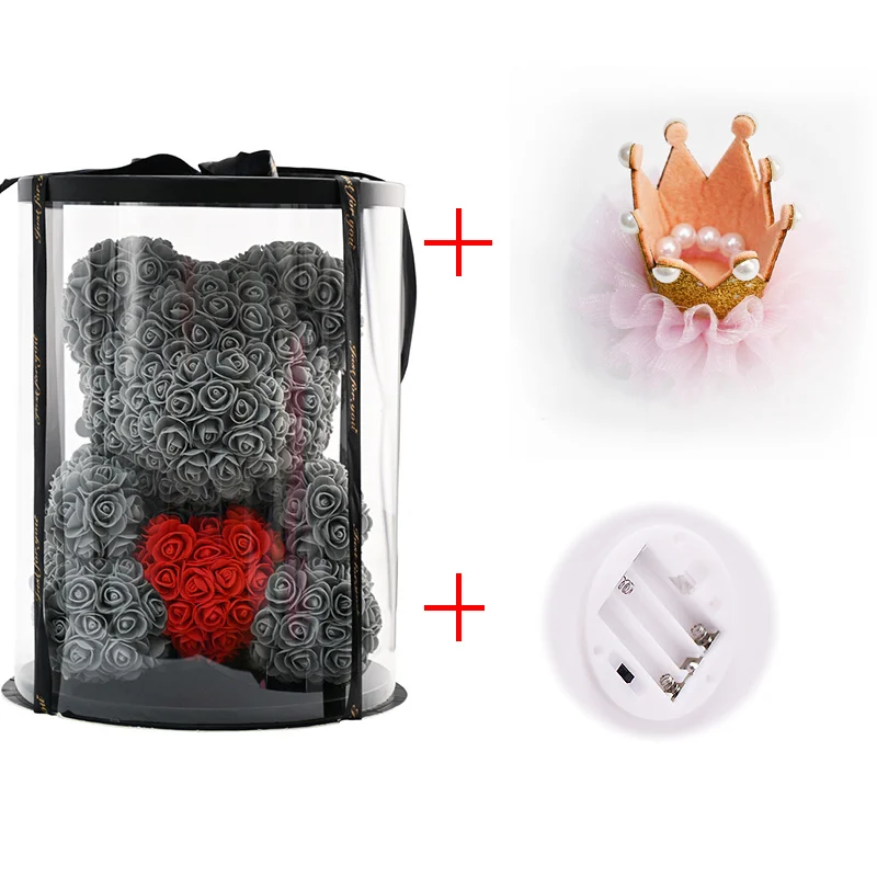 Подарок на день Святого Валентина роза плюшевый мишка искусственный цветок в