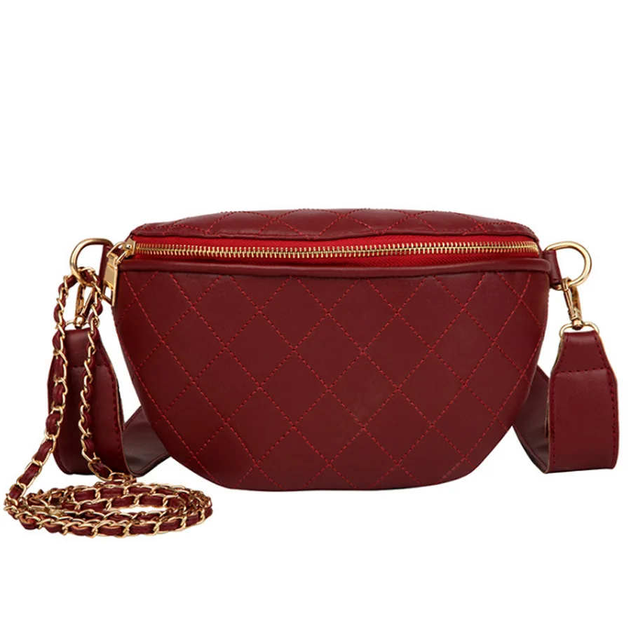 Женская сумка-мессенджер однотонная с ромбовидной цепочкой | Багаж и сумки