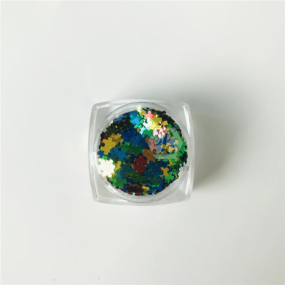 PrettyG 1 Box Colorful Puzzle Shape Glitter Sequins for Resin DIY Making Art Craft Nail Body Makeup Decoration Accessories BP-01 | Красота и
