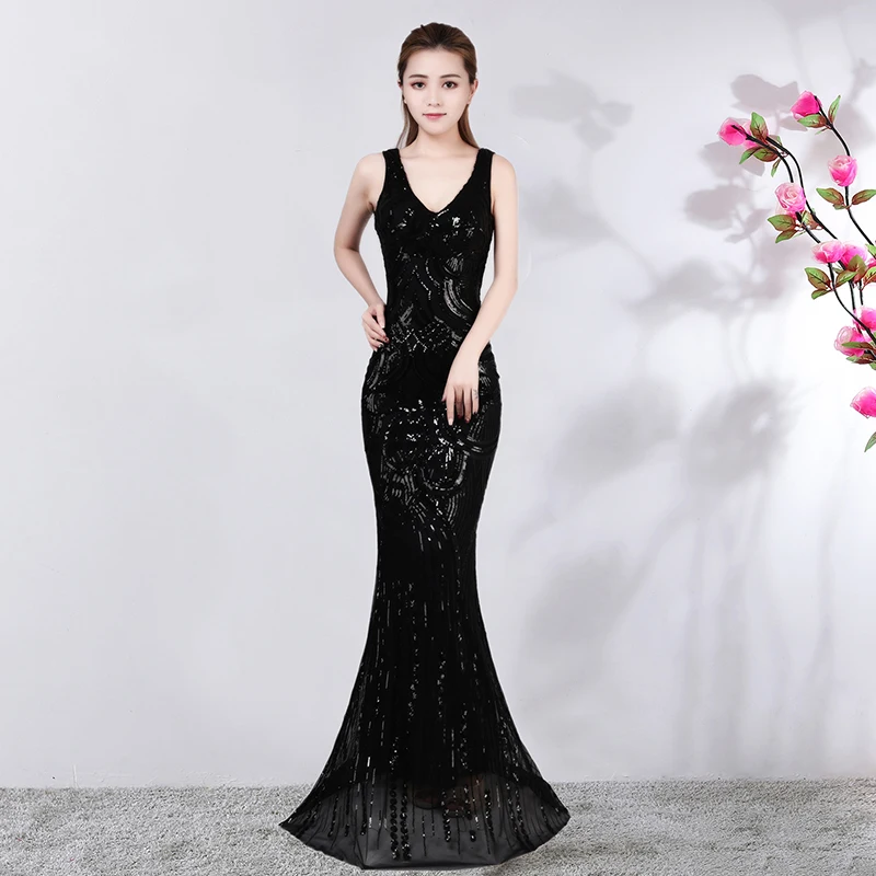 

Black Sequins Evening Dress Long Royal Blue Evening Dresses Robe De Soiree Formal Dress Vestido De Festa Abiye Gece Elbisesi