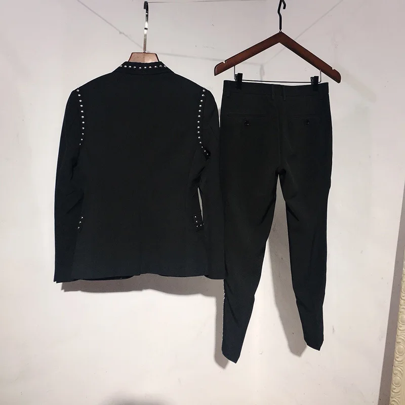 Мужской облегающий костюм Trajes De Hombre из двух предметов в британском стиле куртка с