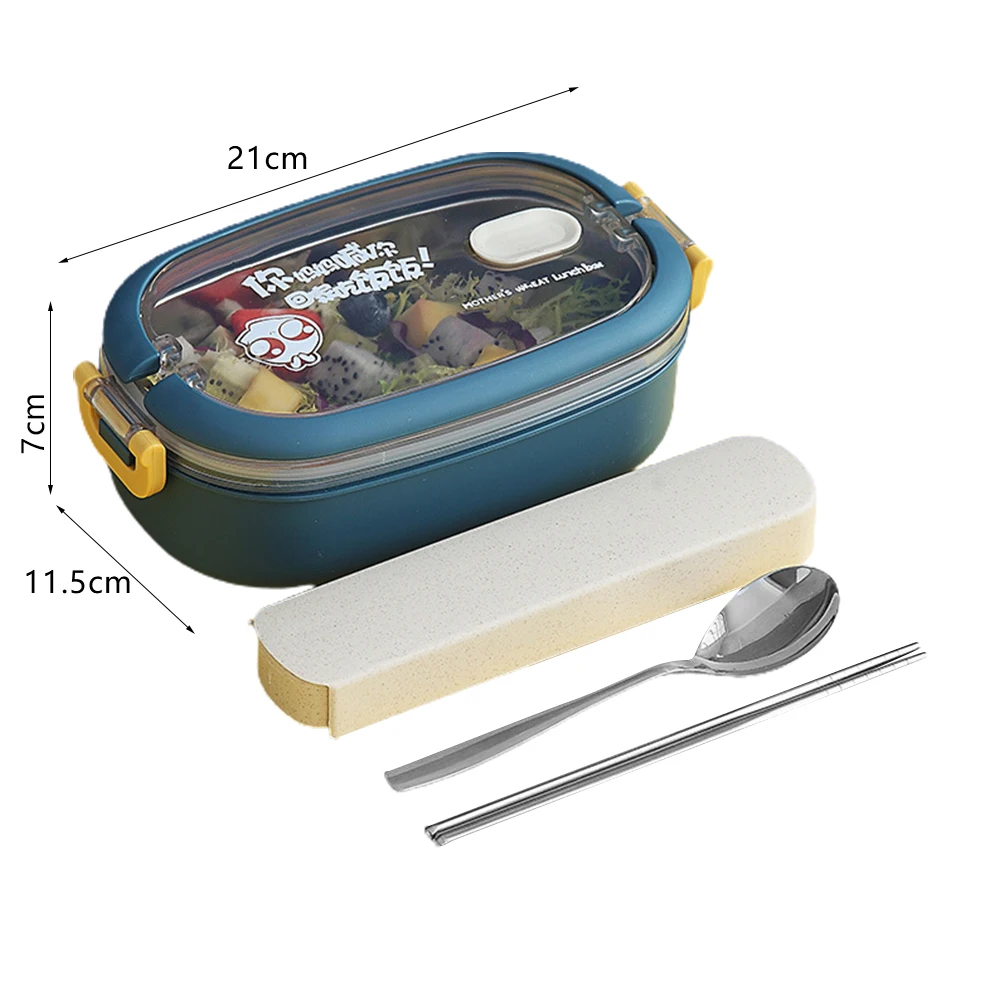 

Double Layer Bento Box Set Japanese Style Portable Outdoor 304 Stainless Steel Thermal Lunch Container Box for School