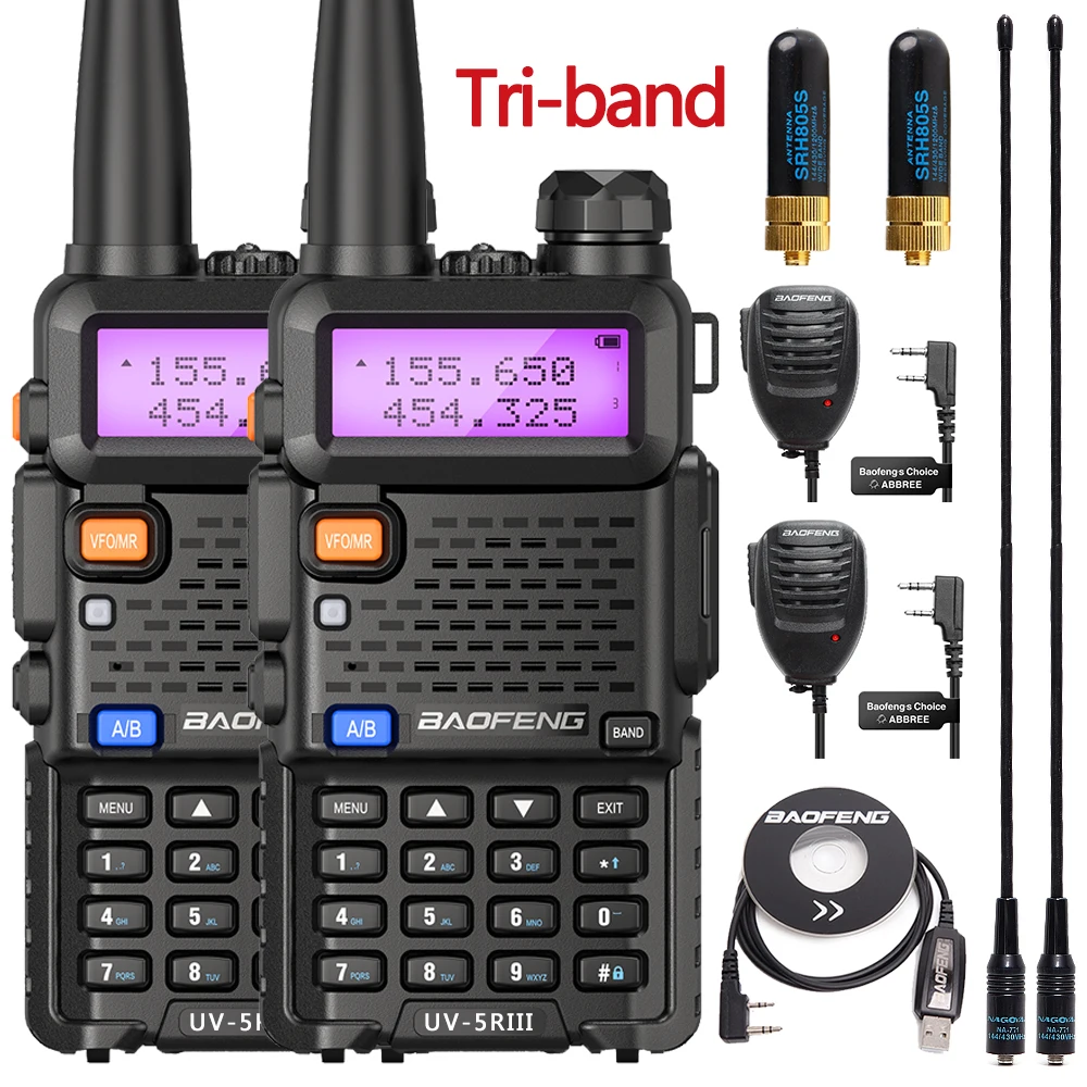 

2021 BAOFENG UV-5R III TRI-BAND DUAL ANTENNA WALKIE TALKIE VHF 136-174MHZ/220-260MHZ&UHF 400-520MHZ HAM RADIO SCANNER UV5R UV-5R