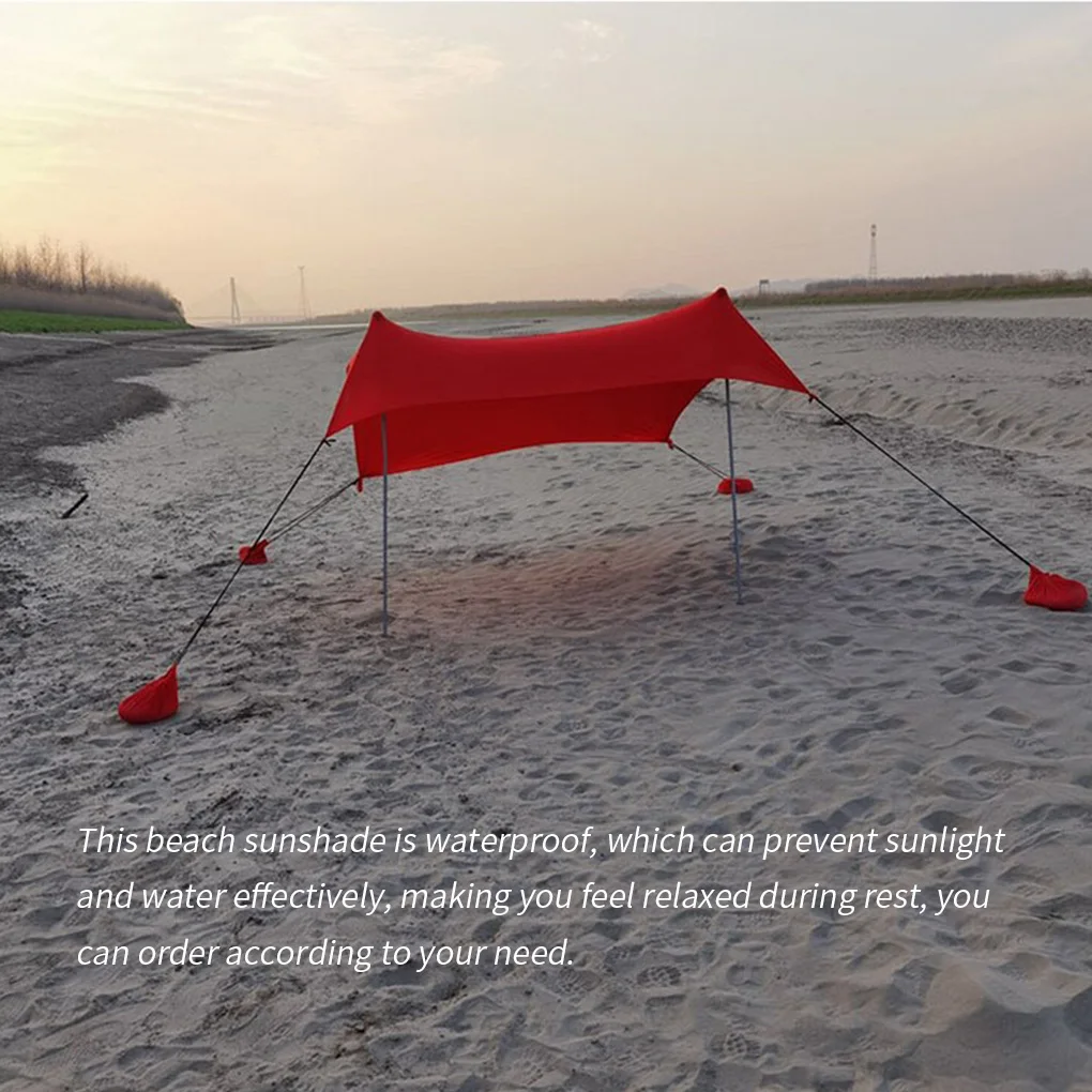 구매 가족 해변 양산 경량 차양 텐트 샌드백 앵커 4 무료 페그 UPF50 + UV 대형 휴대용 캐노피 드롭 배송