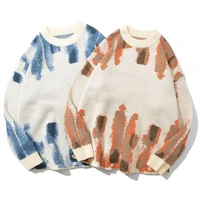 eridanus autumn winter loose mens sweater retro lazy style couple top outfit ins tie dye inkjet blouse male streetwear mzm125