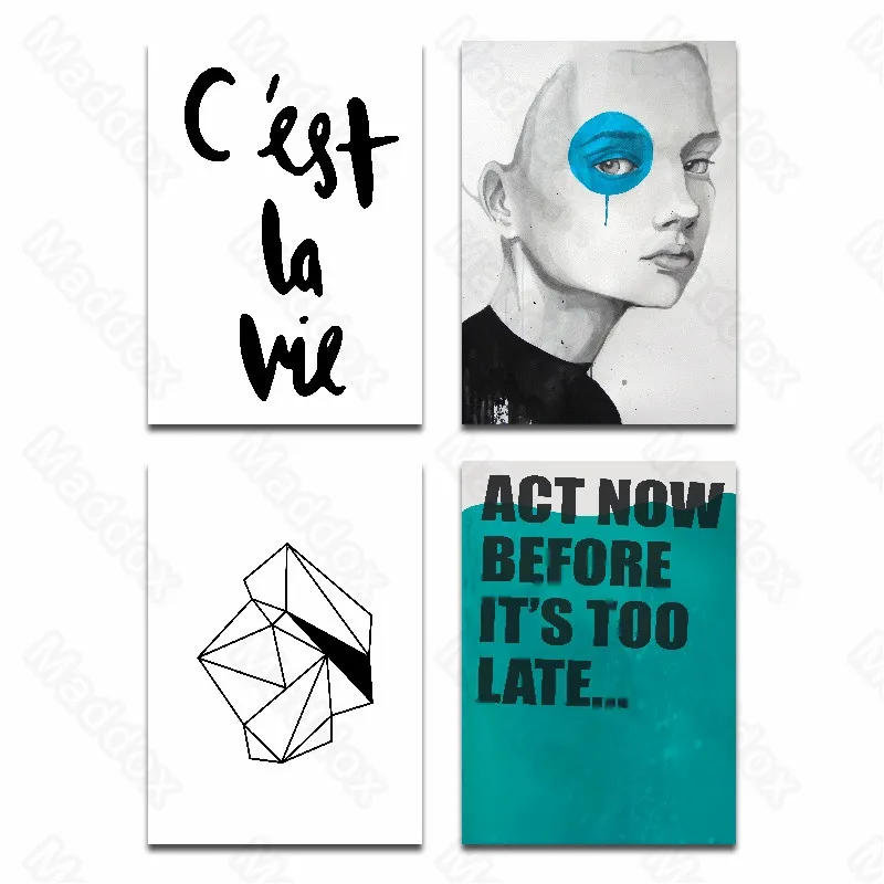 

Canvas Printing Black and White Space Three-Dimensional Geometric Figure Abstract Font Letter Personality Character Poster