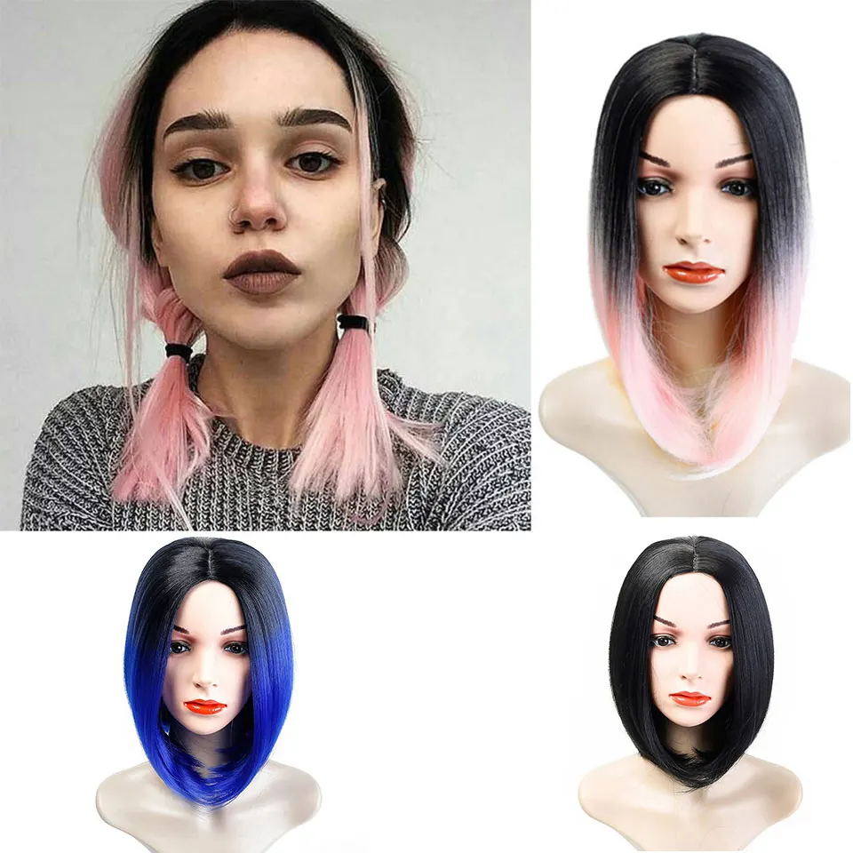 Женские парики короткие прямые волосы HiDoLA в стиле боб с реалистичным плотным синтетическим волосом, устойчивым к высокой температуре, черный, коричневый, блондин.
