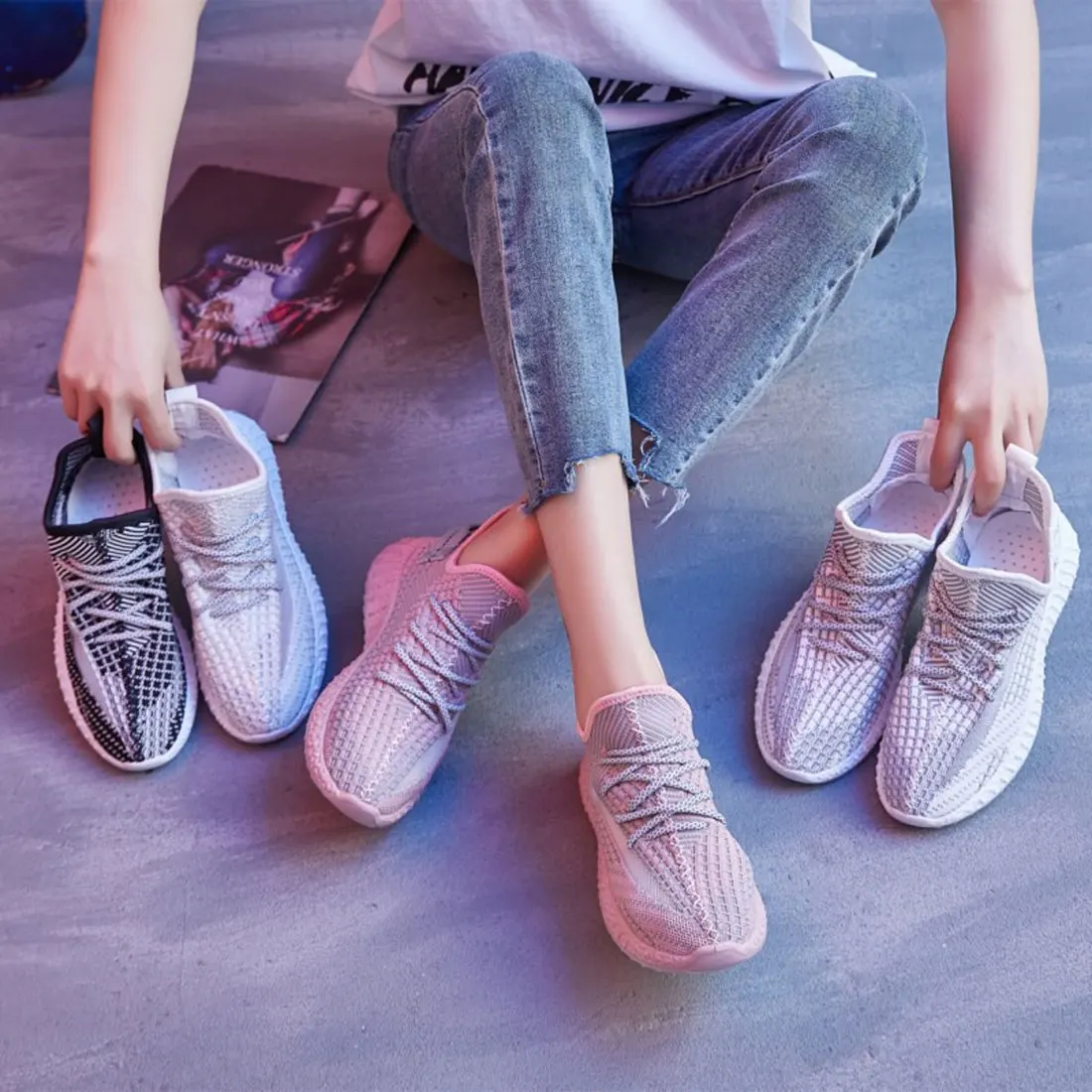 

New Fashion Quality Women's Vulcanize Shoes Breathable Women Mesh Sneakers Comfortable Stylish Lady Casual Shoes Zapatos Mujer