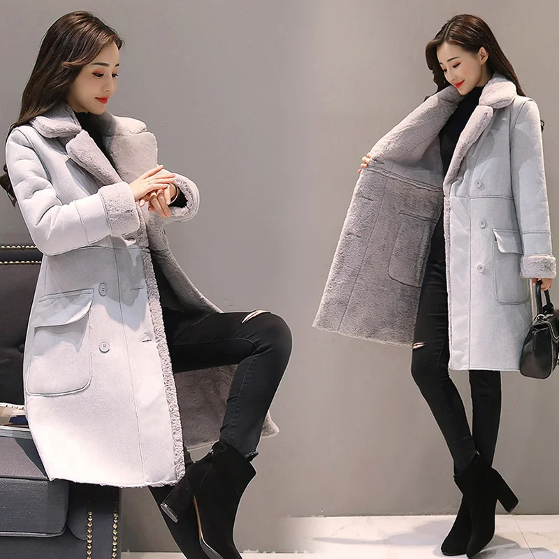 Manteau Femme, зимняя куртка, женское замшевое пальто из овечьей шерсти, толстое хлопковое стеганое макси пальто, длинная куртка, Женская парка, пальто для женщин, C5959
