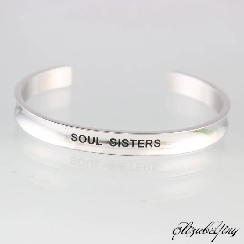 Модные родственная душа вдохновляющие 7 мм браслет из нержавеющей стали открытые