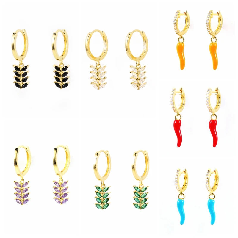 

Aide Funny Red Chili Shape Enamel Hoop Earrings For Women Pendientes 925 Sterling Silver Creative Huggie Earrings Female Jewelry