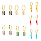 Женские серьги в форме Красного перца Чили, серьги-кольца, покрытые эмалью Серебро 925 пробы