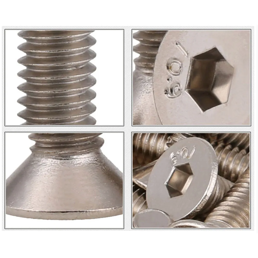 

10/20/30Pcs M1.6 M2 M2.5 M3 M4 DIN7991 10.9 Nickel Plated Flat Countersunk Head Cap Screws Hex Socket Head Cap Screws