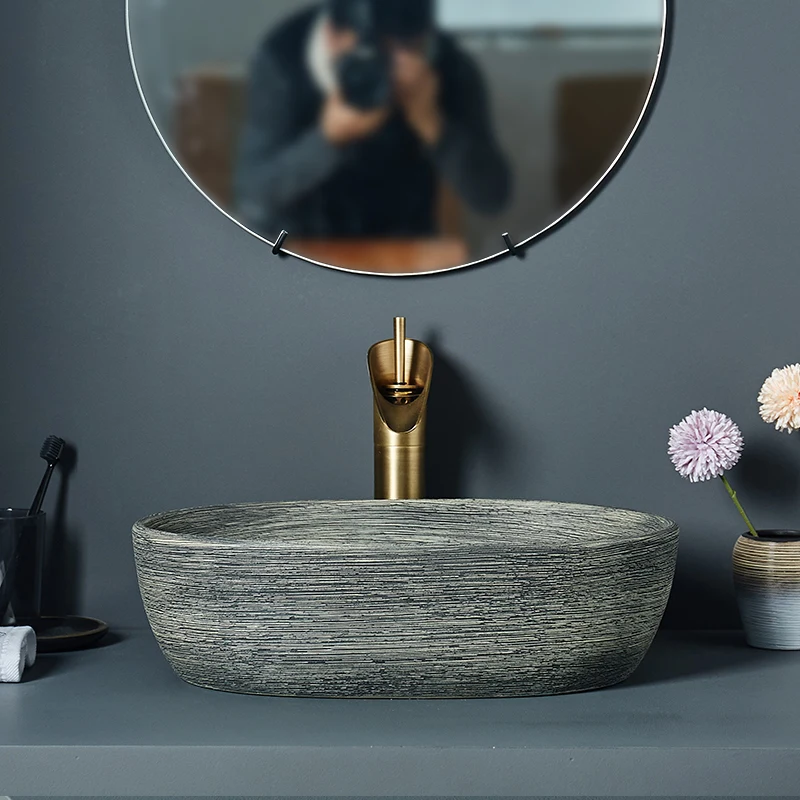 Art Ceramic Trumpet Above Counter Basin Retro Wash Home Single Bathroom American Style Sink | Обустройство дома