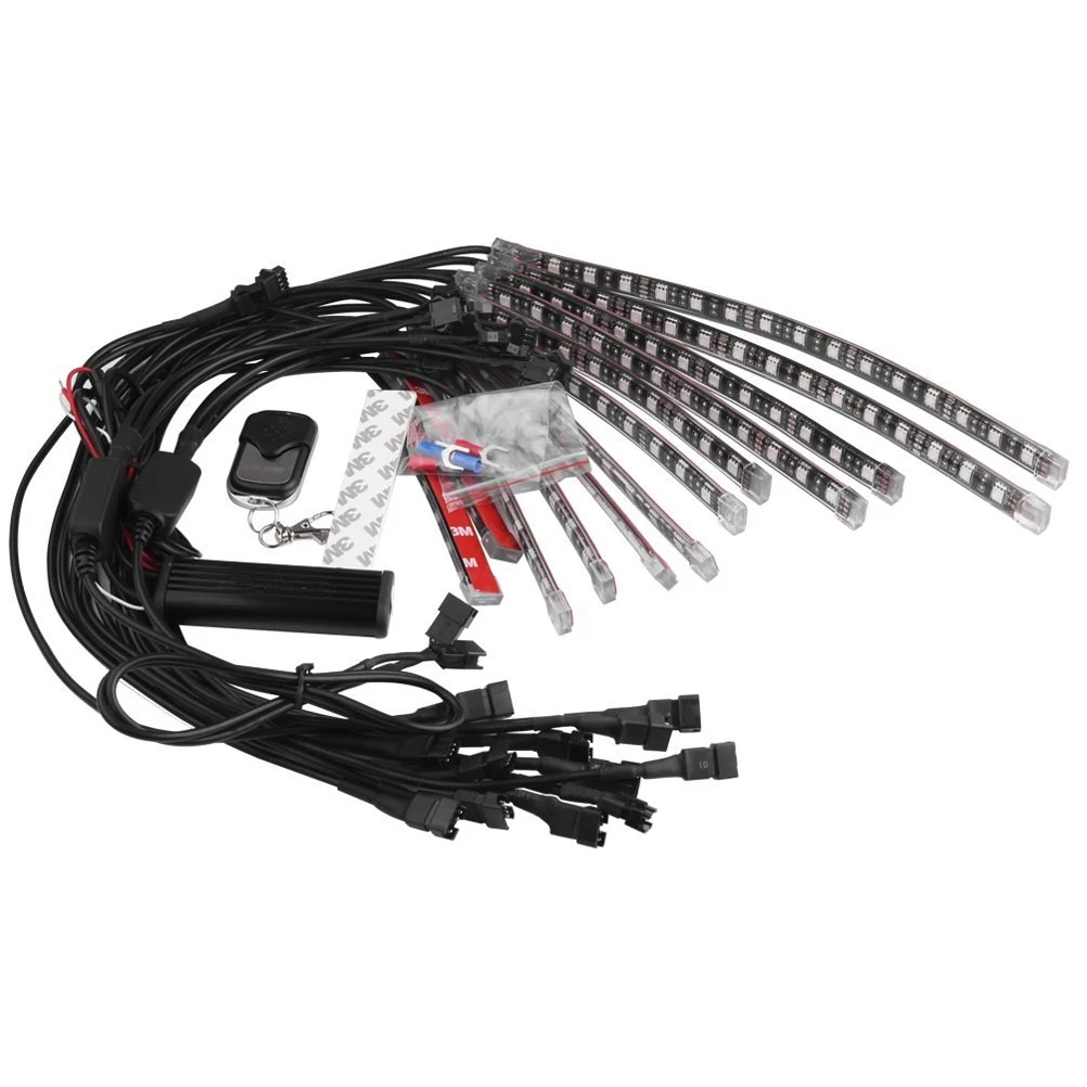 10pc Motorcycle LED Light Kit Strips Multi-Color Accent Glow Neon Lights Lamp Flexible with Remote Controller for A20 | Автомобили и