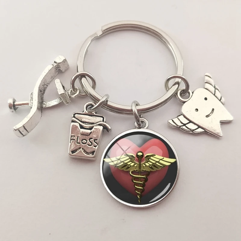 Новый медицинский персонал со змеиным символом брелок для пальцев