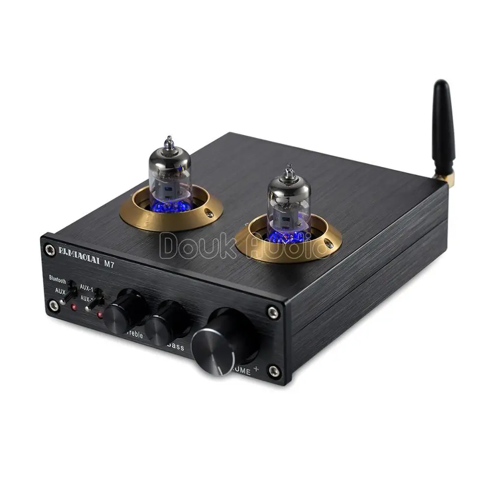 Черный Douk аудио Bluetooth HiFi вакуумный 6J1 ламповый усилитель стерео ламповый предусилитель с высоким басовым контролем - Цвет: Черный