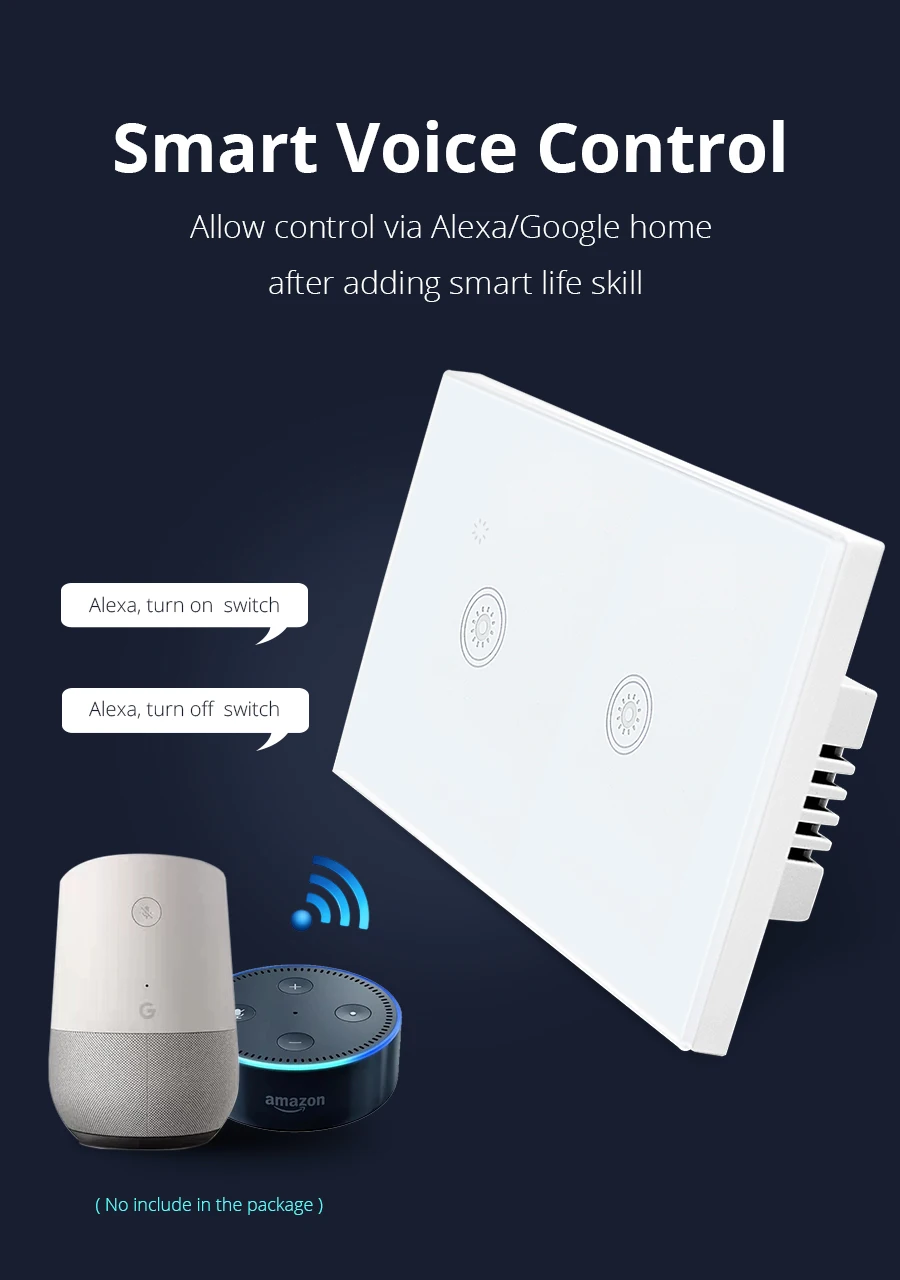 Boazsmart US AU настенный Wi-Fi адаптер работает с Alexa Google Home Голосовое управление