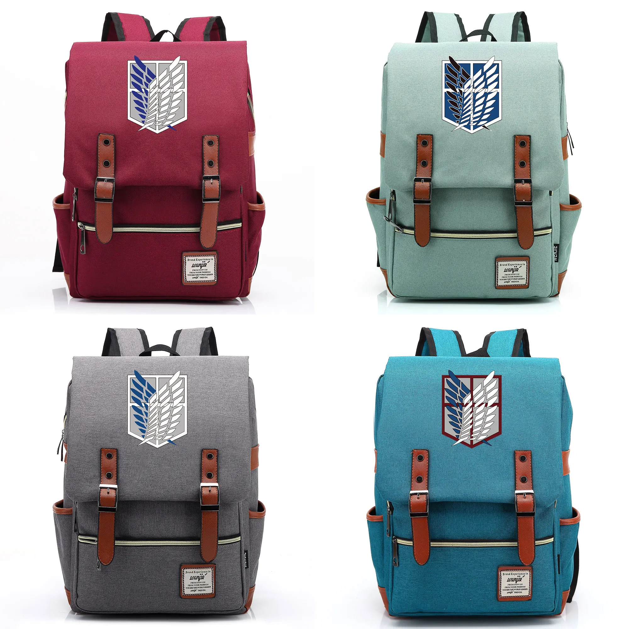 B0803 Мода Аниме крылья Атака Титанов Пряжка детская школьная сумка подростковые