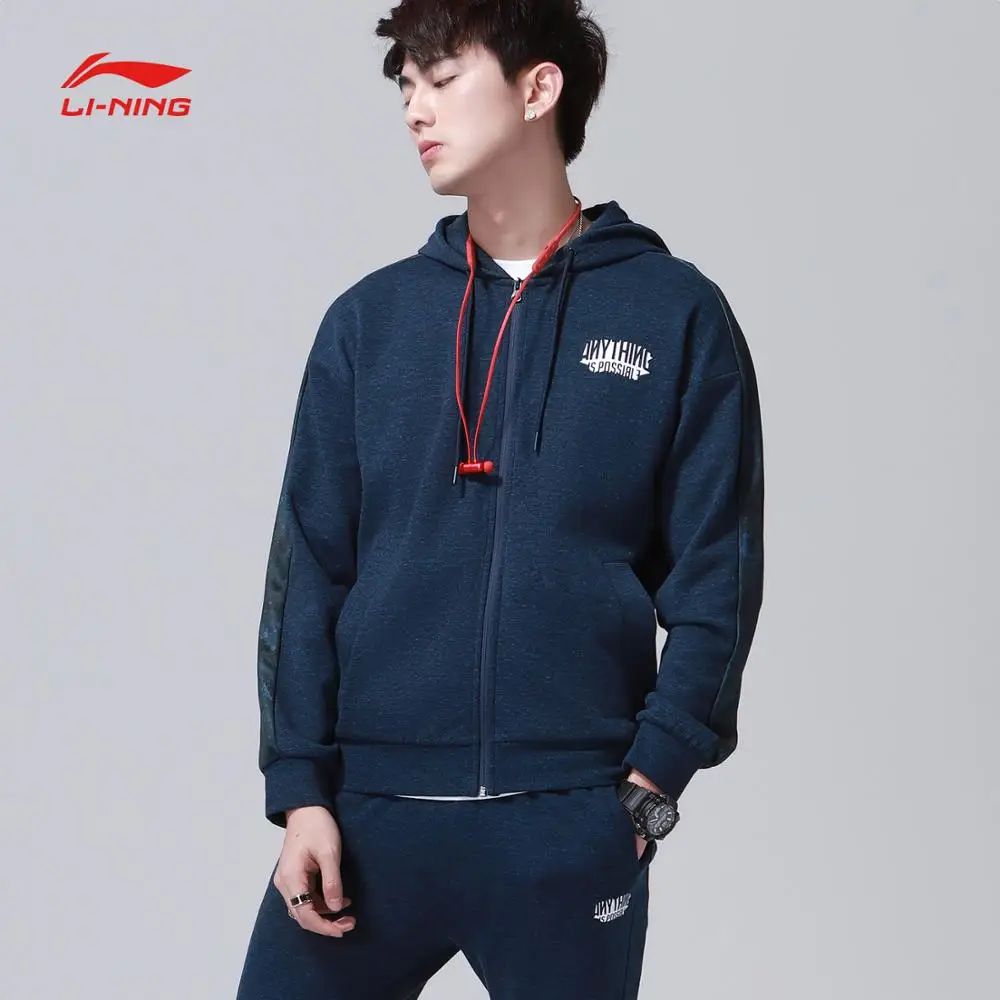 (Clearance) Li-Ning Men The Trend Sports Hoodie Printing Cotton Regular Fit Zipper Closure LiNing Sport Sweater AWDN685 MWW1432 |
