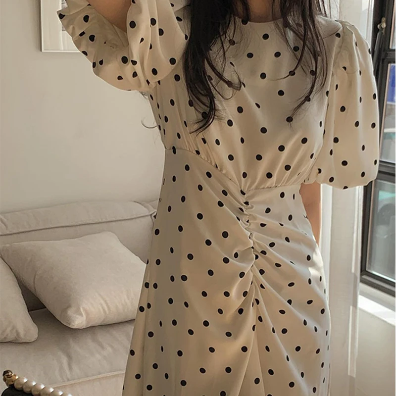 

2021 polka dot fashion short sleeve polka dot dress women