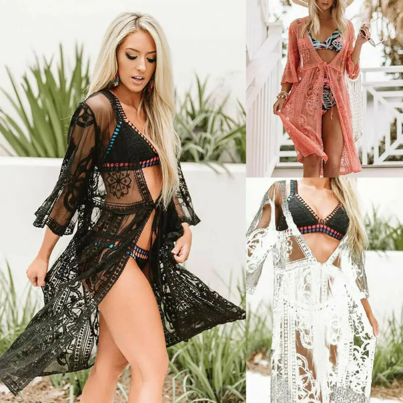 Летнее женское платье сексуальное кружевное свободное модное пляжное Сетчатое