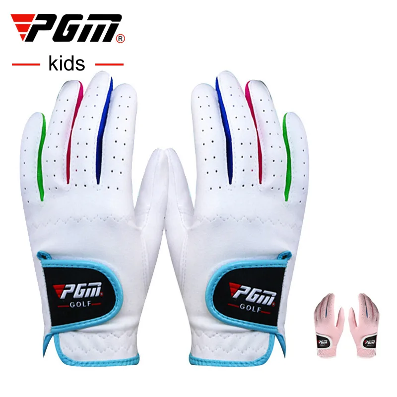 

PGM Boys Girls Outdoor Sport Cloth Golf Gloves Breathable Anti-slipping Gloves 1 Pair 2 Color White Pink for Child ST010