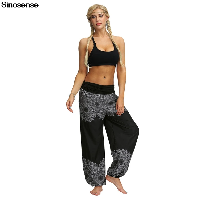 

2020 спортивные штаны-шаровары с высокой талией с принтом перьев хиппи богемные брюки Бохо женские спортивные уличные брюки повседневные сво...