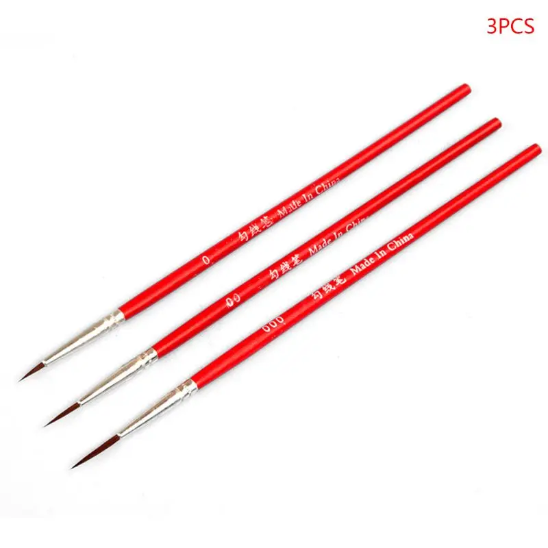 

3pcs 0 00 000 Hook Line Pen Professional Fine Tip Drawing Brushes for Acrylic