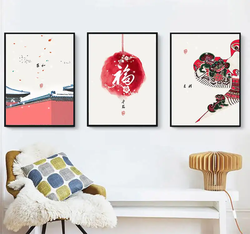 Traditional Chinese style Building Window Wall Art Posters Prints Canvas Painting Pictures for Living Room Home Décor | Дом и сад